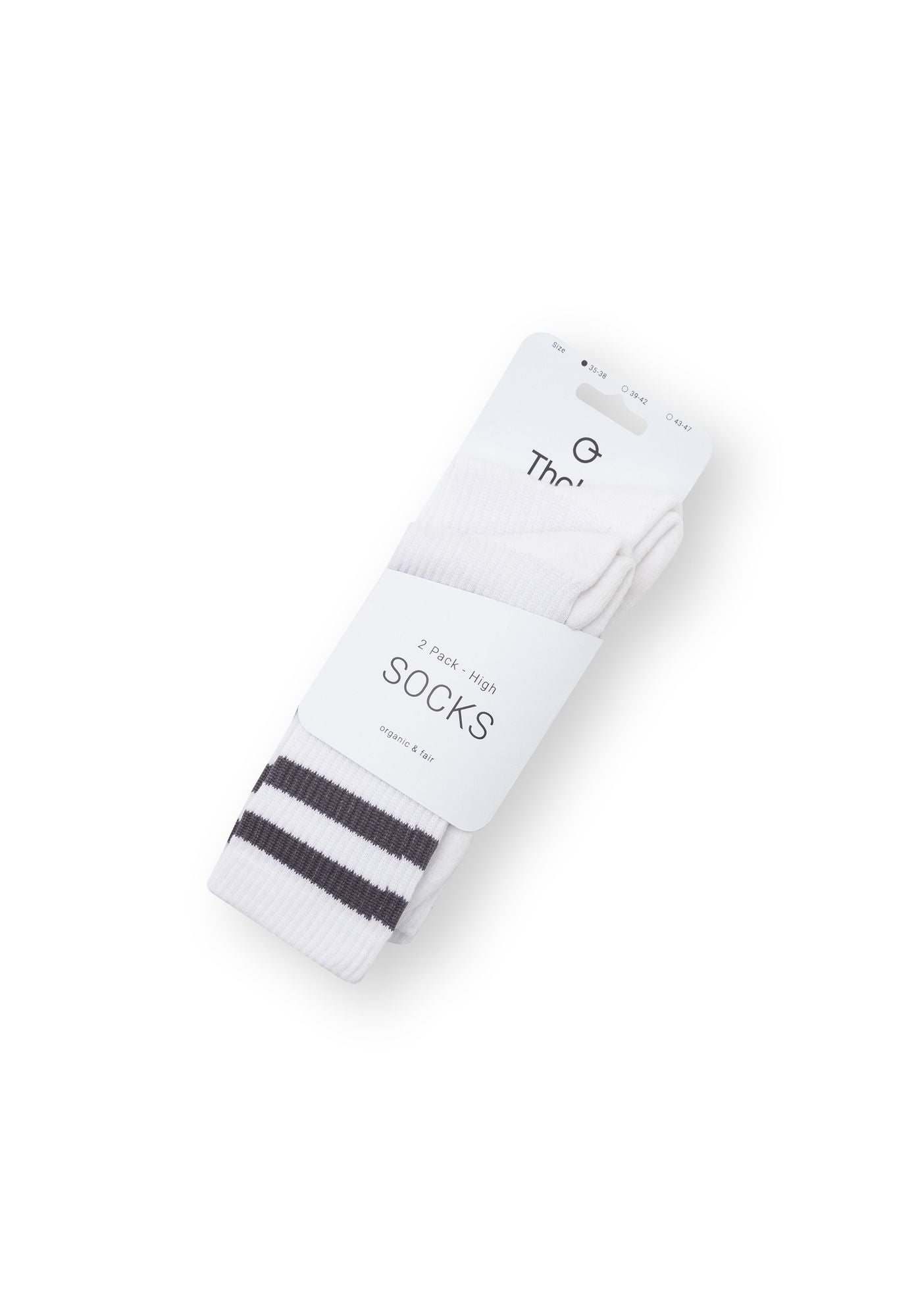 2er-Pack Crew Socken White/Black Stripes (GOTS)