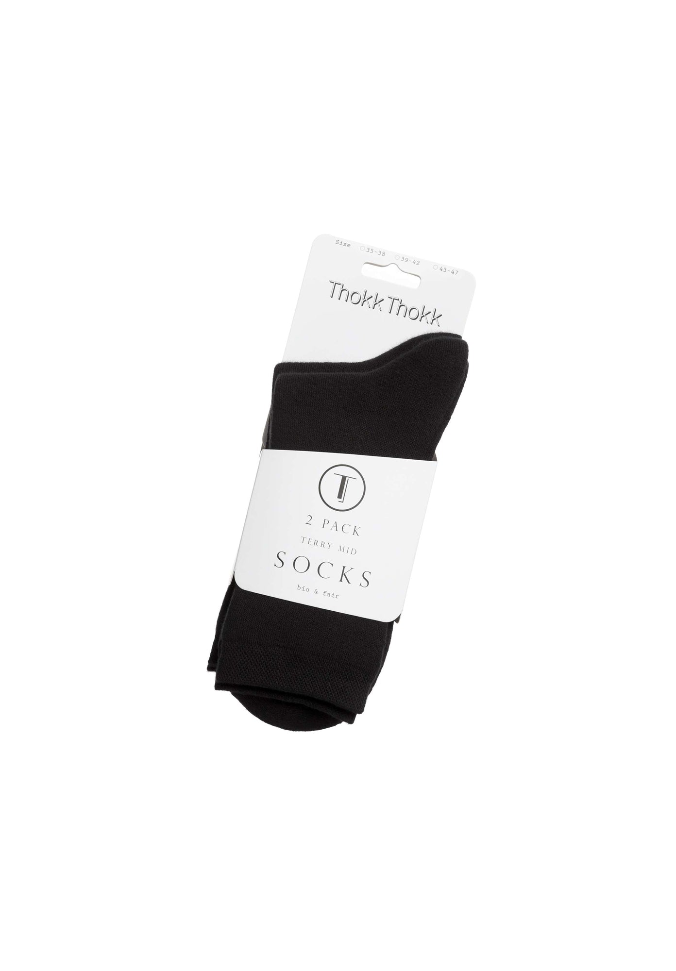 2er-Pack Warm Mid Socks Socken Schwarz (GOTS, Fairtrade, Vegan)