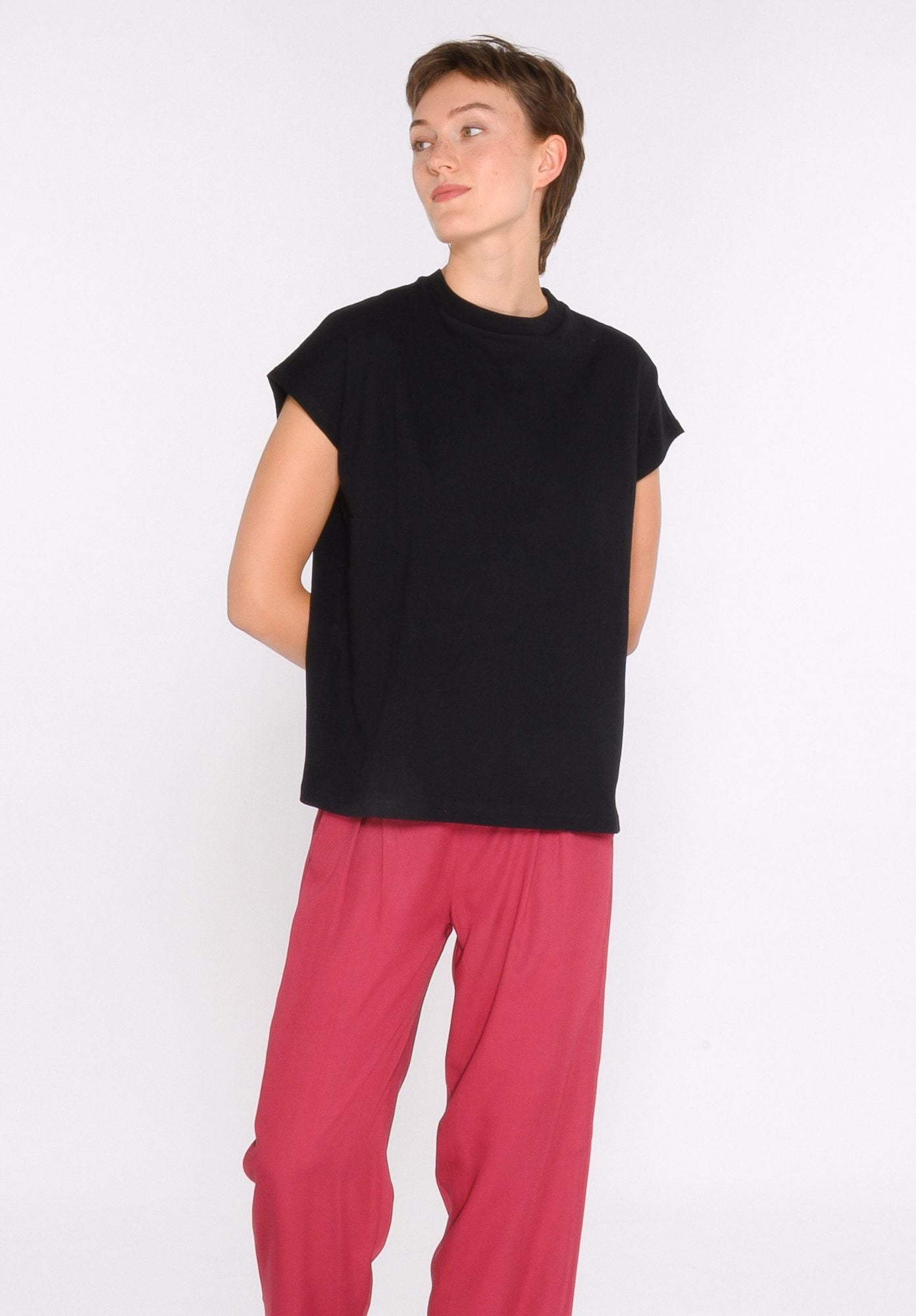 TT75 Boxy T-Shirt Structured black (GOTS, vegan)