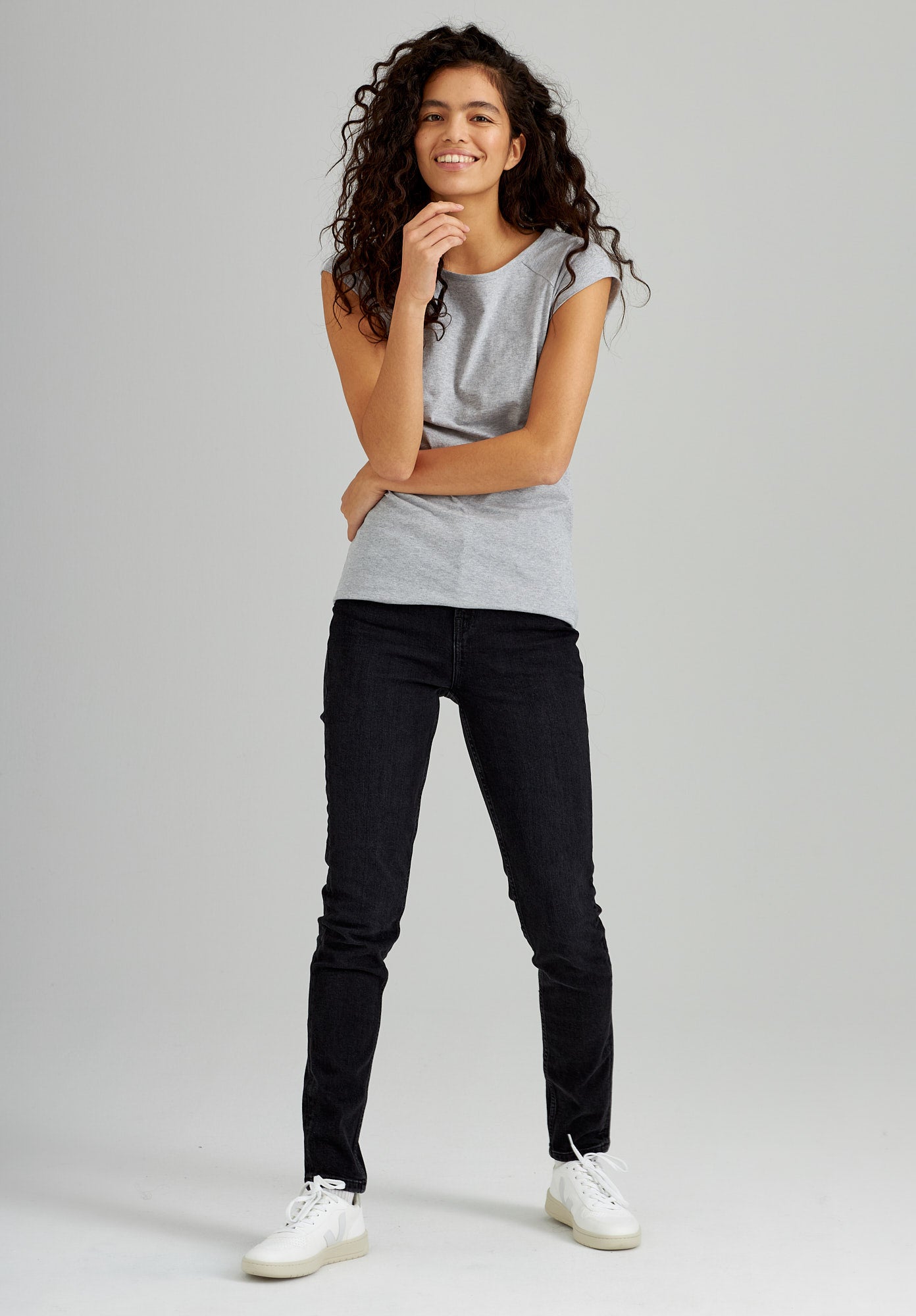 TT01 Cap Sleeve T-Shirt grey melange (GOTS, vegan)