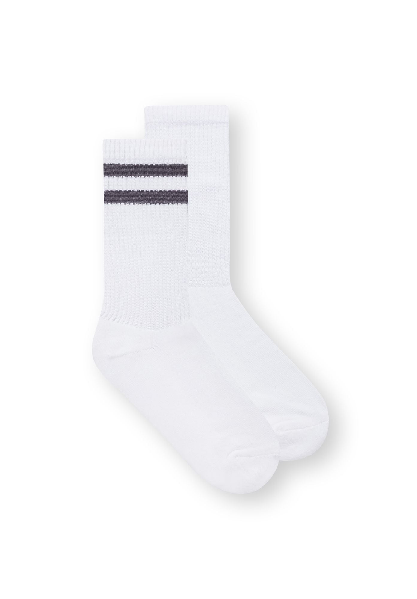 2er-Pack Crew Socken White/Black Stripes (GOTS)