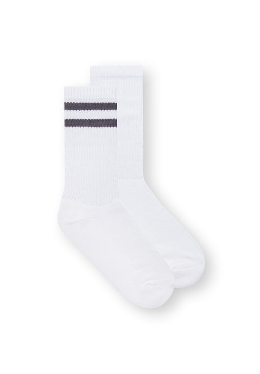 2er-Pack Crew Socken White/Black Stripes (GOTS)