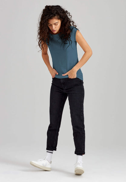 TT01 Cap Sleeve T-Shirt sea blue (GOTS, vegan)