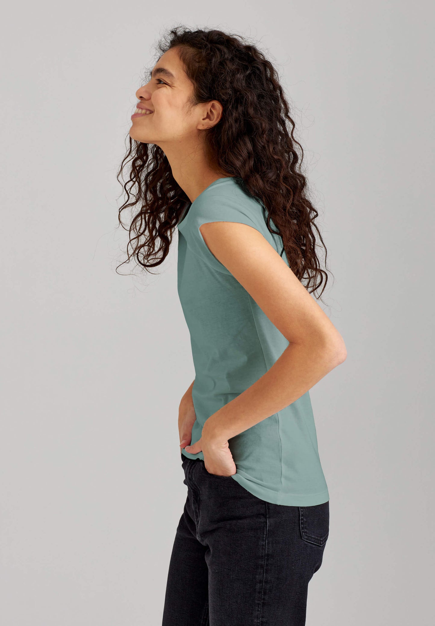 TT01 Cap Sleeve T-Shirt green blue (GOTS, vegan)