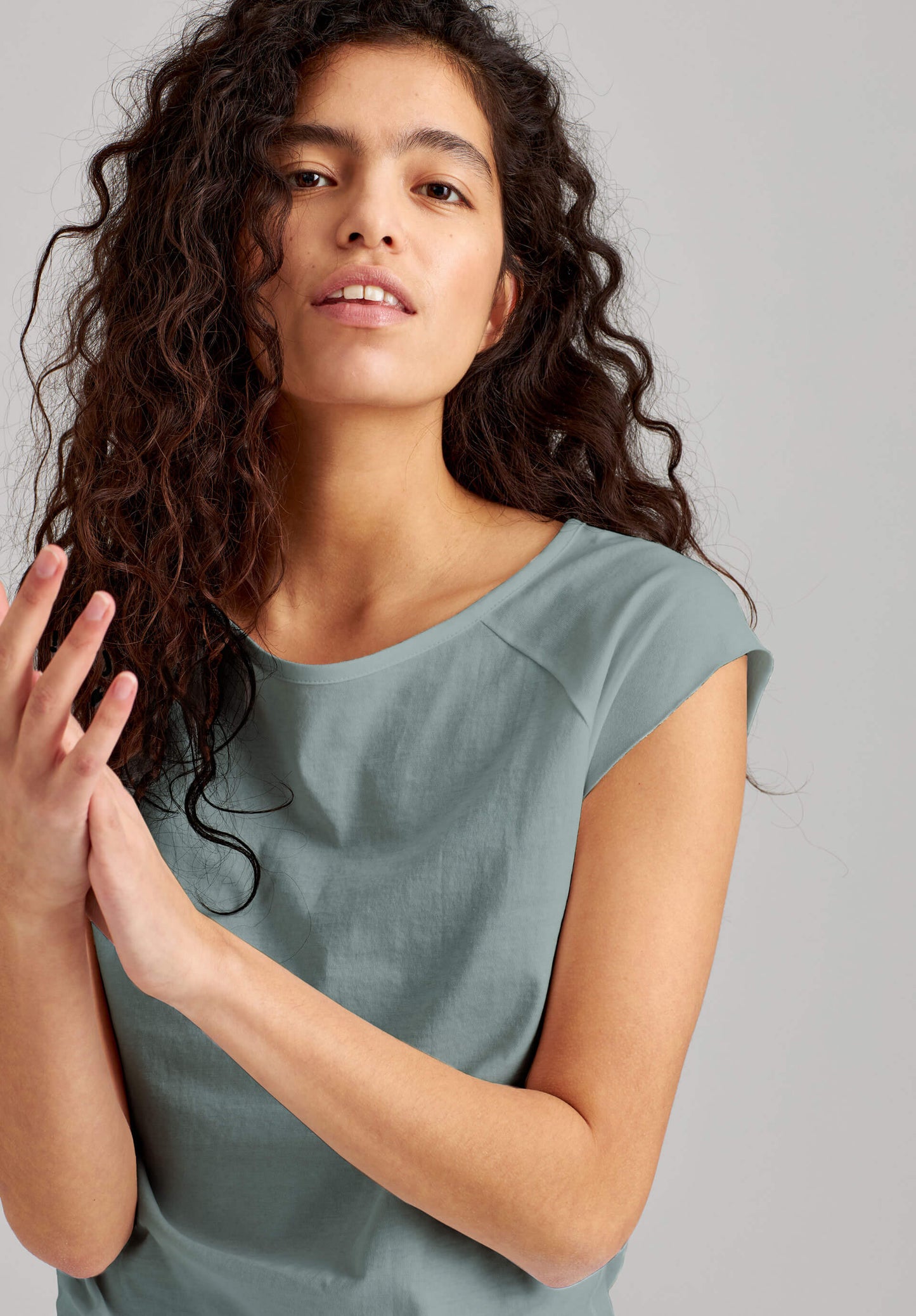 TT01 Cap Sleeve T-Shirt green blue (GOTS, vegan)