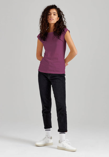 TT01 Cap Sleeve T-Shirt plum (GOTS, vegan)