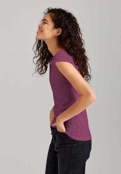 TT01 Cap Sleeve T-Shirt plum (GOTS, vegan)