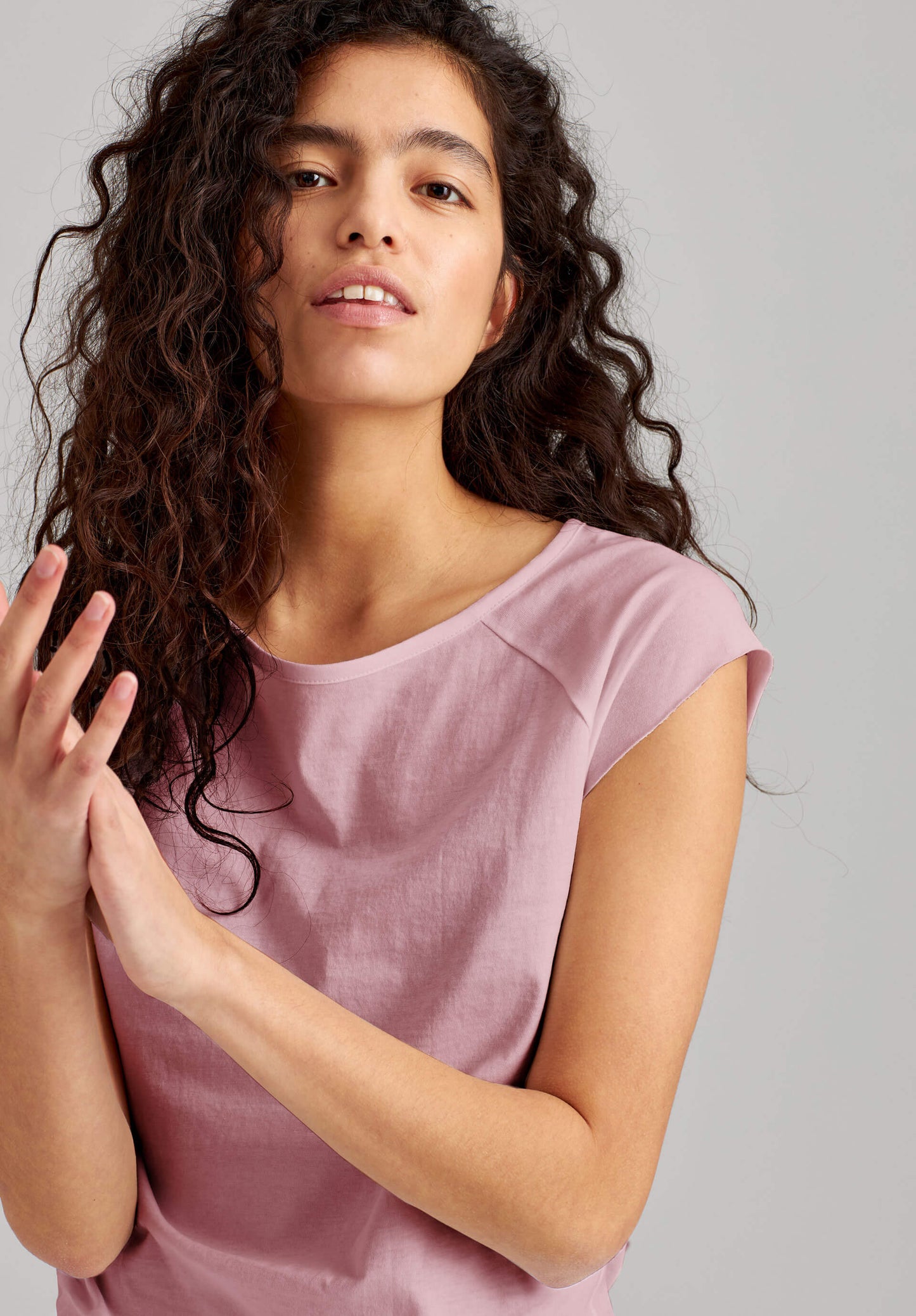 TT01 Cap Sleeve T-Shirt rose (GOTS, vegan)