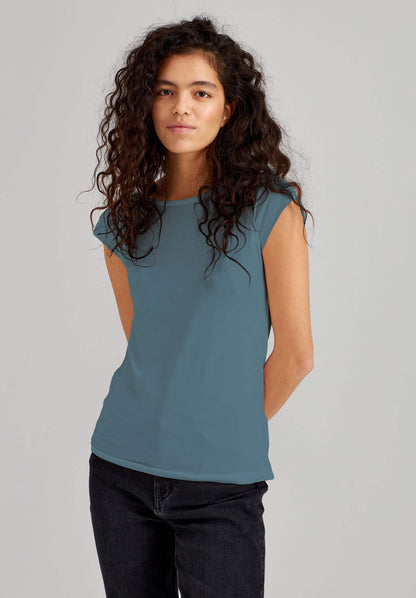 TT01 Cap Sleeve T-Shirt sea blue (GOTS, vegan)
