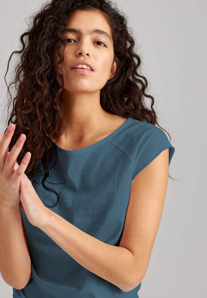TT01 Cap Sleeve T-Shirt sea blue (GOTS, vegan)