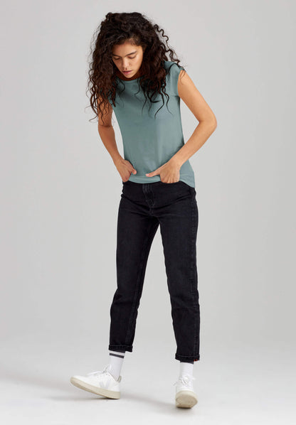 TT01 Cap Sleeve T-Shirt green blue (GOTS, vegan)