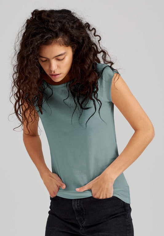 TT01 Cap Sleeve T-Shirt green blue (GOTS, vegan)