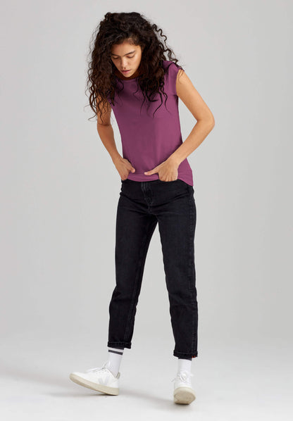 TT01 Cap Sleeve T-Shirt plum (GOTS, vegan)