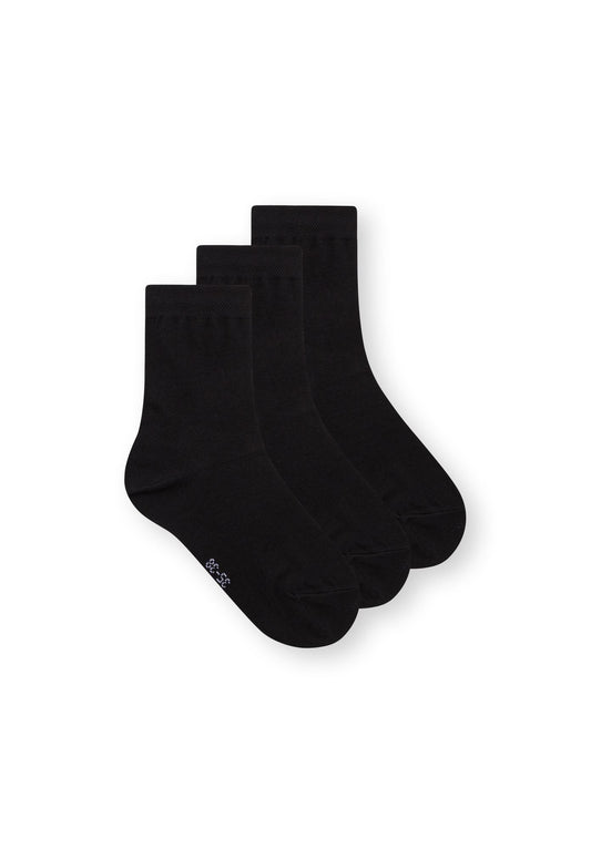 3er-Pack Mid Socks Socken Schwarz (GOTS, Fairtrade, Vegan)