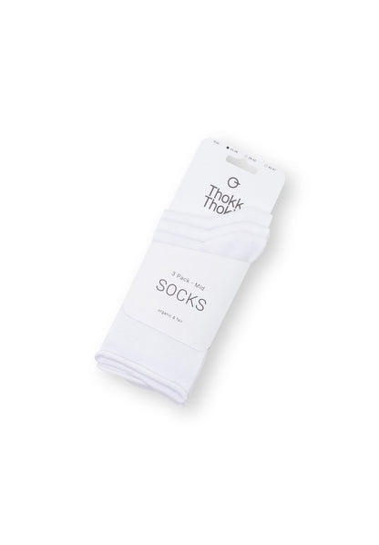 3 Pack Mid Socks Relax White (GOTS)