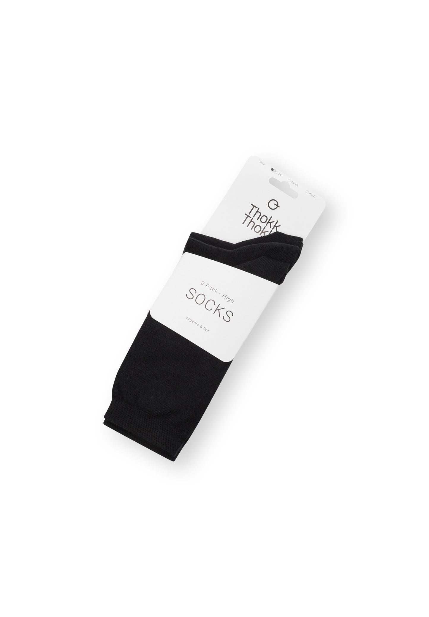 3 Pack High Socks Black (GOTS)