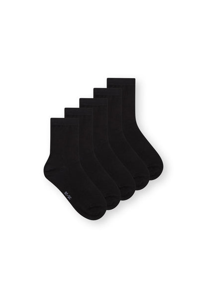 5 Pack Mid Socks Black (GOTS)