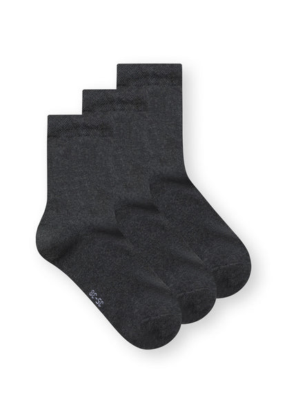 3er-Pack Mid Socks Socken Anthrazit Melange (GOTS, Fairtrade, Vegan)