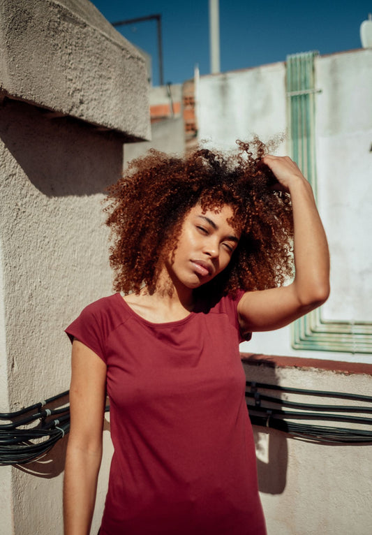 TT01 Cap Sleeve T-Shirt ruby (GOTS, vegan)