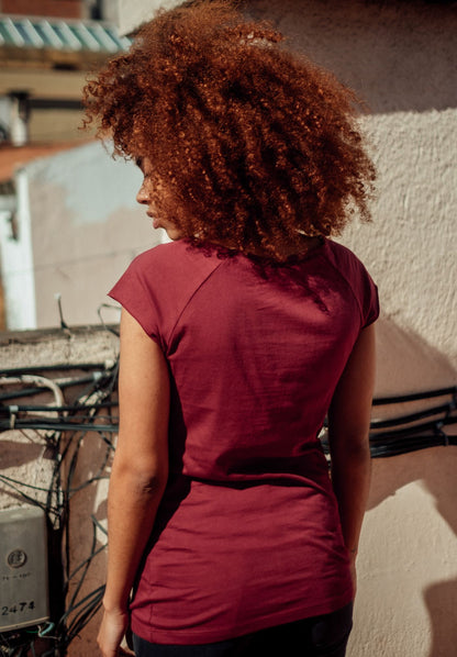 TT01 Cap Sleeve T-Shirt ruby (GOTS, vegan)