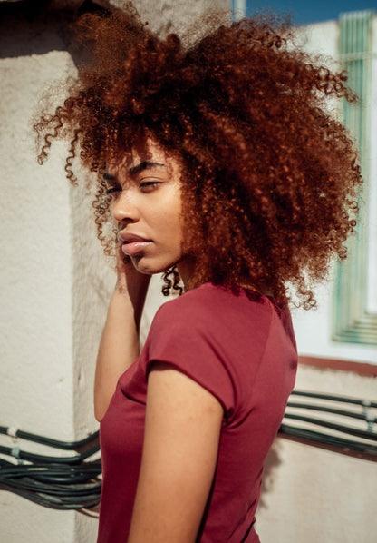 TT01 Cap Sleeve T-Shirt ruby (GOTS, vegan)