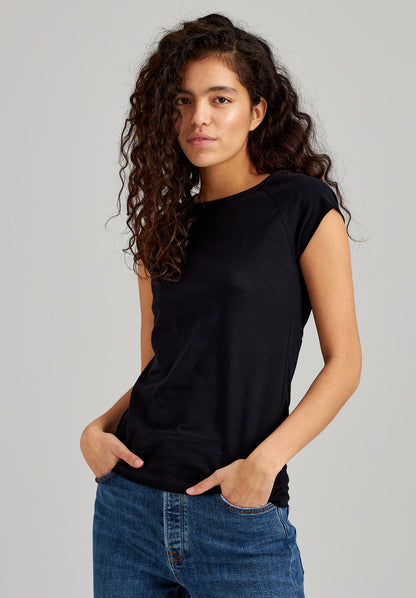 TT01 Cap Sleeve T-Shirt black (GOTS, vegan)