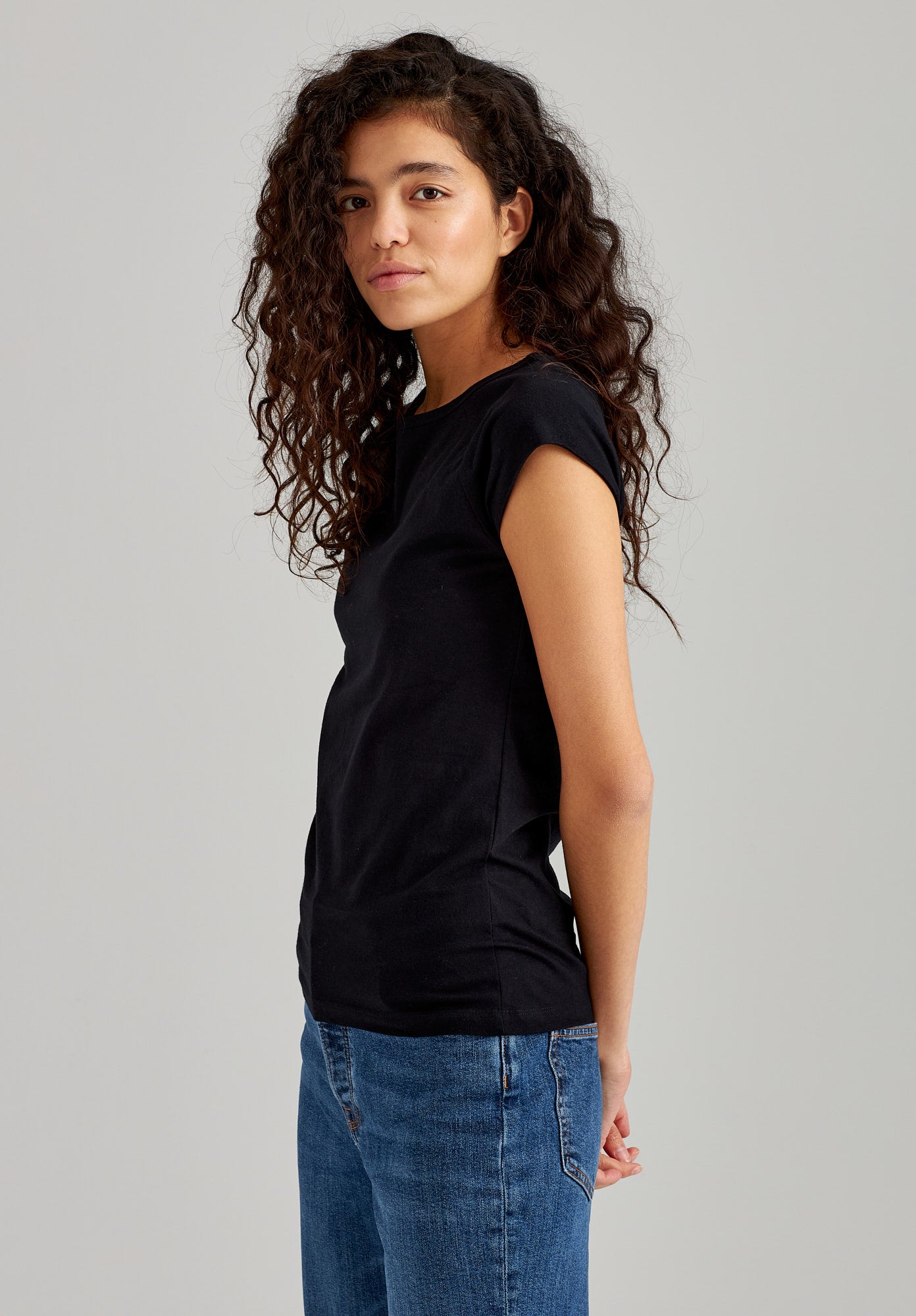 TT01 Cap Sleeve T-Shirt black (GOTS, vegan)