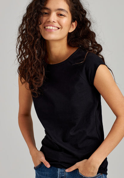 TT01 Cap Sleeve T-Shirt black (GOTS, vegan)