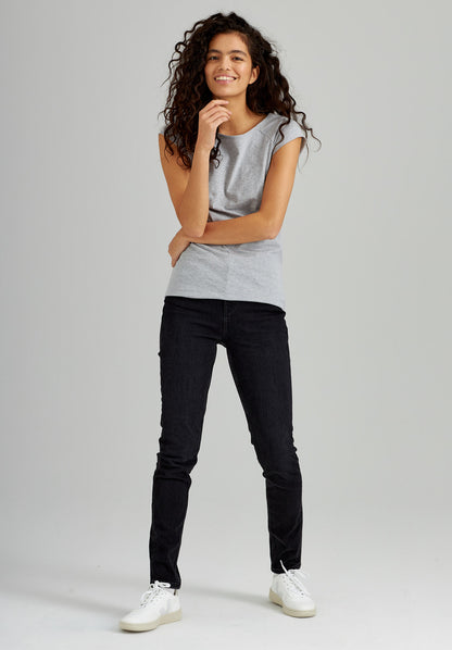 TT01 Cap Sleeve T-Shirt grey melange (GOTS, vegan)