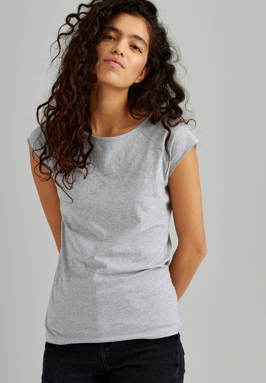 TT01 Cap Sleeve T-Shirt grey melange (GOTS, vegan)