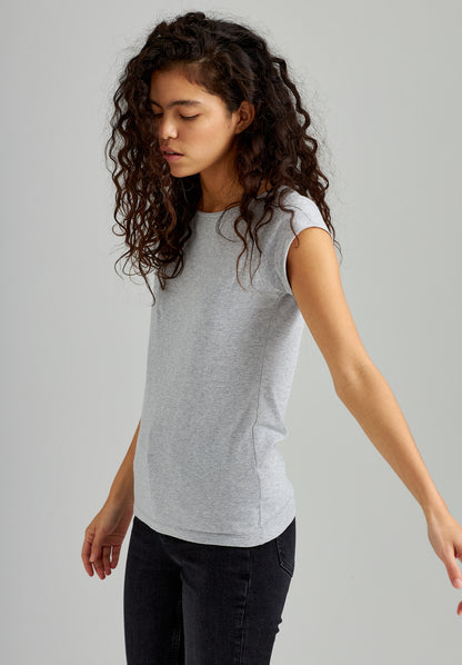 TT01 Cap Sleeve T-Shirt grey melange (GOTS, vegan)