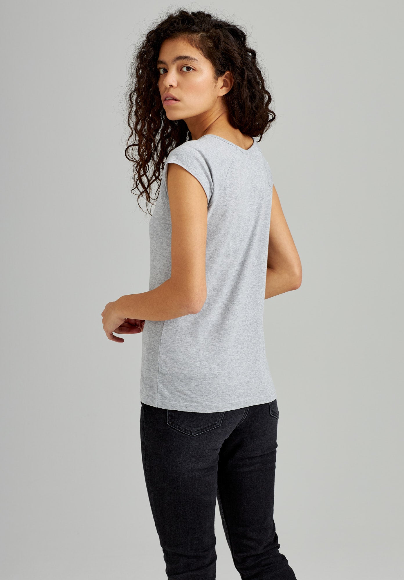 TT01 Cap Sleeve T-Shirt grey melange (GOTS, vegan)