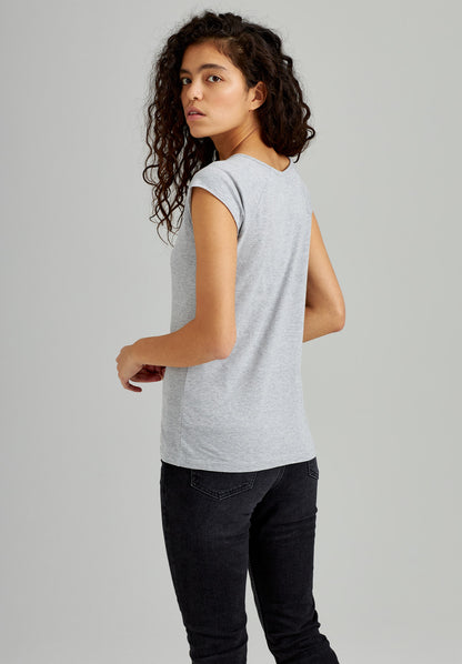 TT01 Cap Sleeve T-Shirt grey melange (GOTS, vegan)