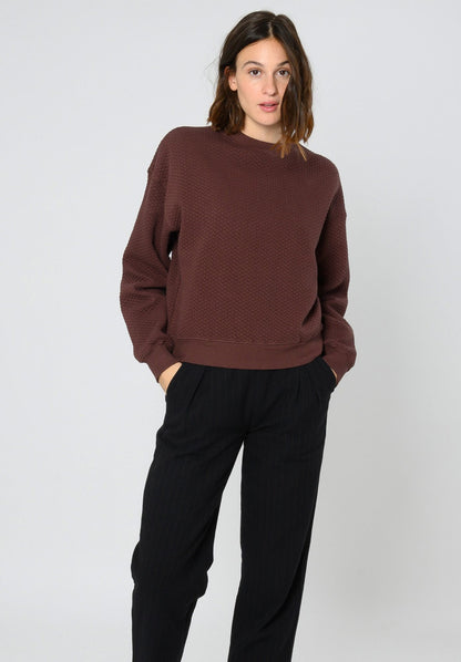 TT1022 Sweater Structured Oversized deep mahagony (GOTS, vegan)