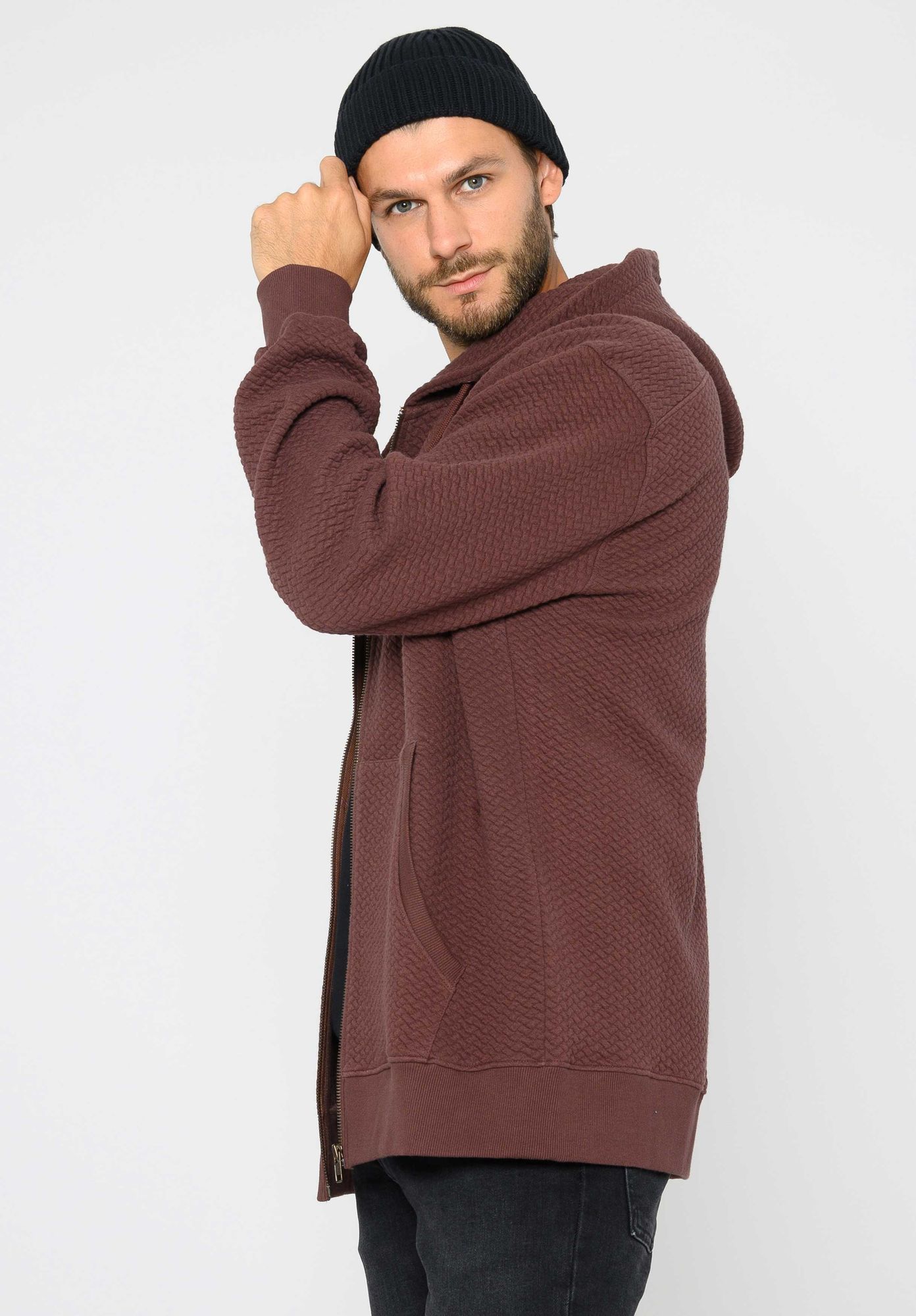 TT1040 Zip Hoodie Structured Oversized deep mahagony (GOTS, vegan)