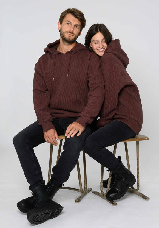TT1044 Hoodie Structured Oversized unisex deep mahagony (GOTS, vegan)