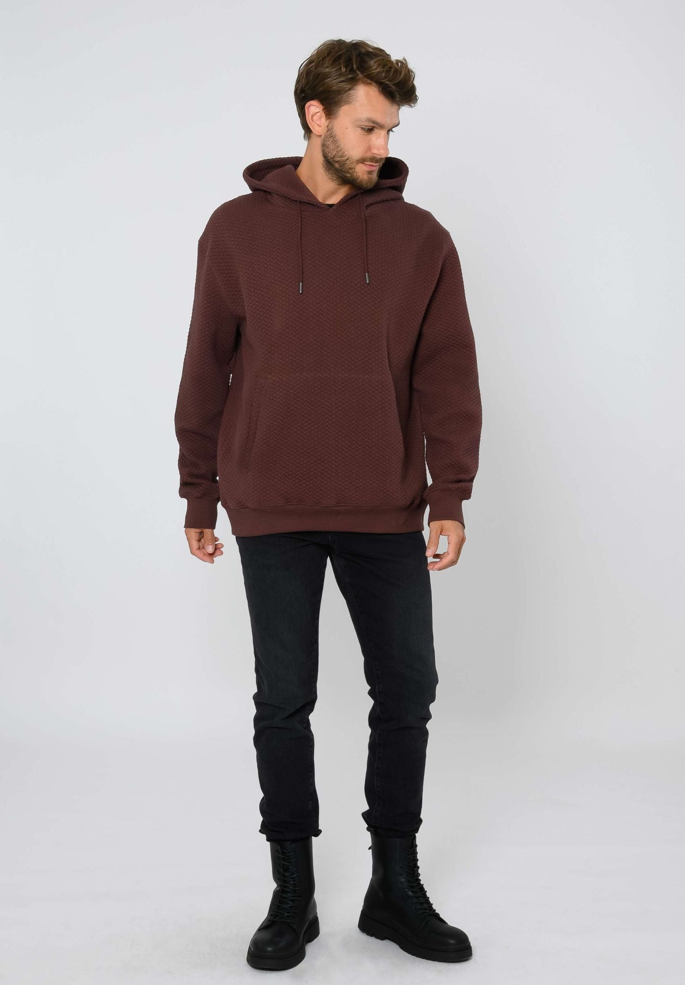 TT1044 Hoodie Structured Oversized unisex deep mahagony (GOTS, vegan)