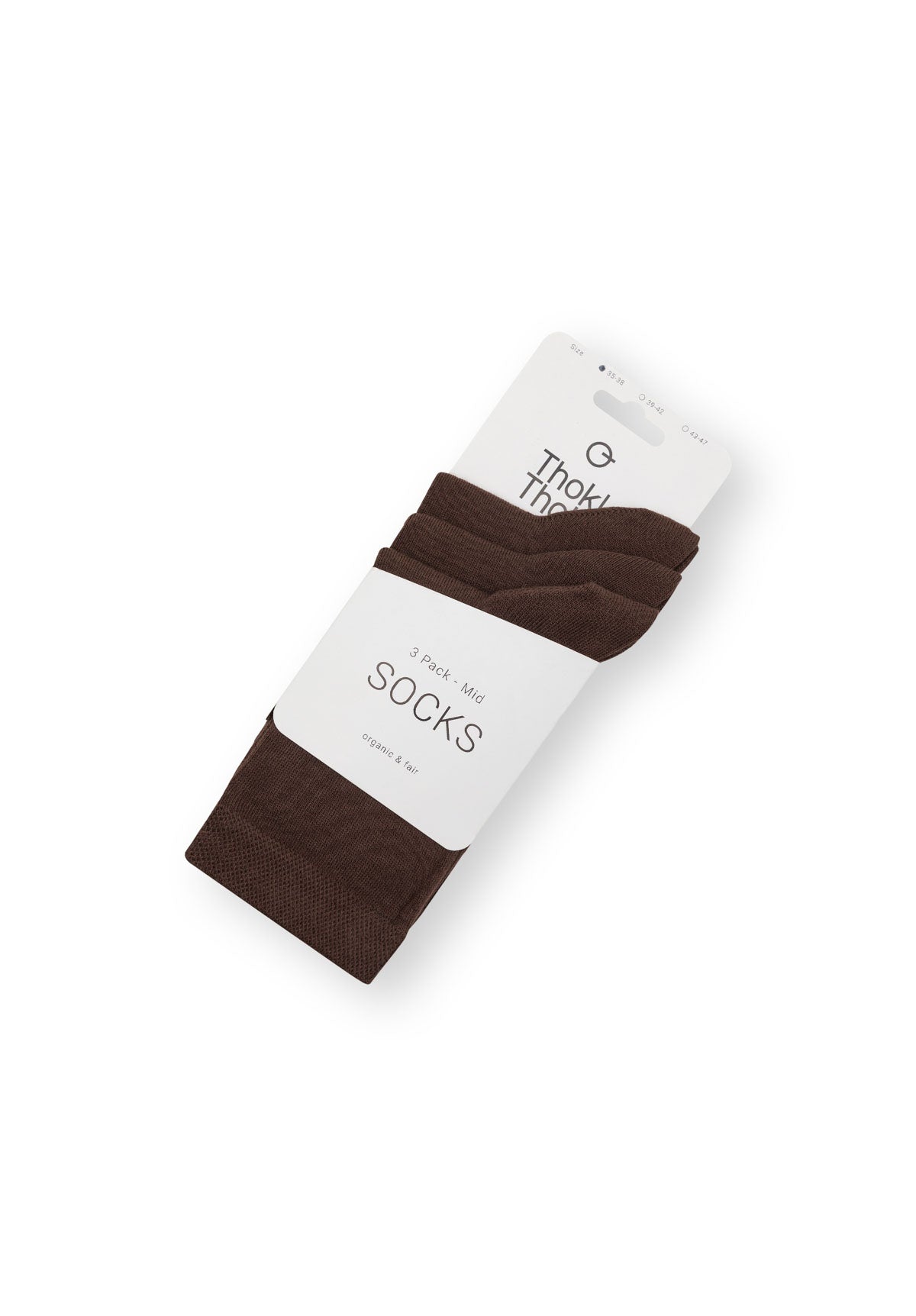 3er-Pack Mid Socks Socken Braun (GOTS, Fairtrade, Vegan)