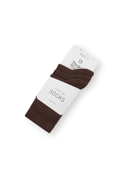 3er-Pack Mid Socks Socken Braun (GOTS, Fairtrade, Vegan)