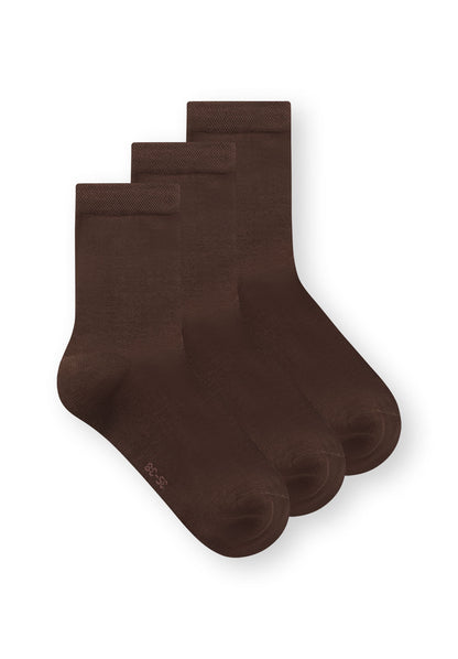 3er-Pack Mid Socks Socken Braun (GOTS, Fairtrade, Vegan)
